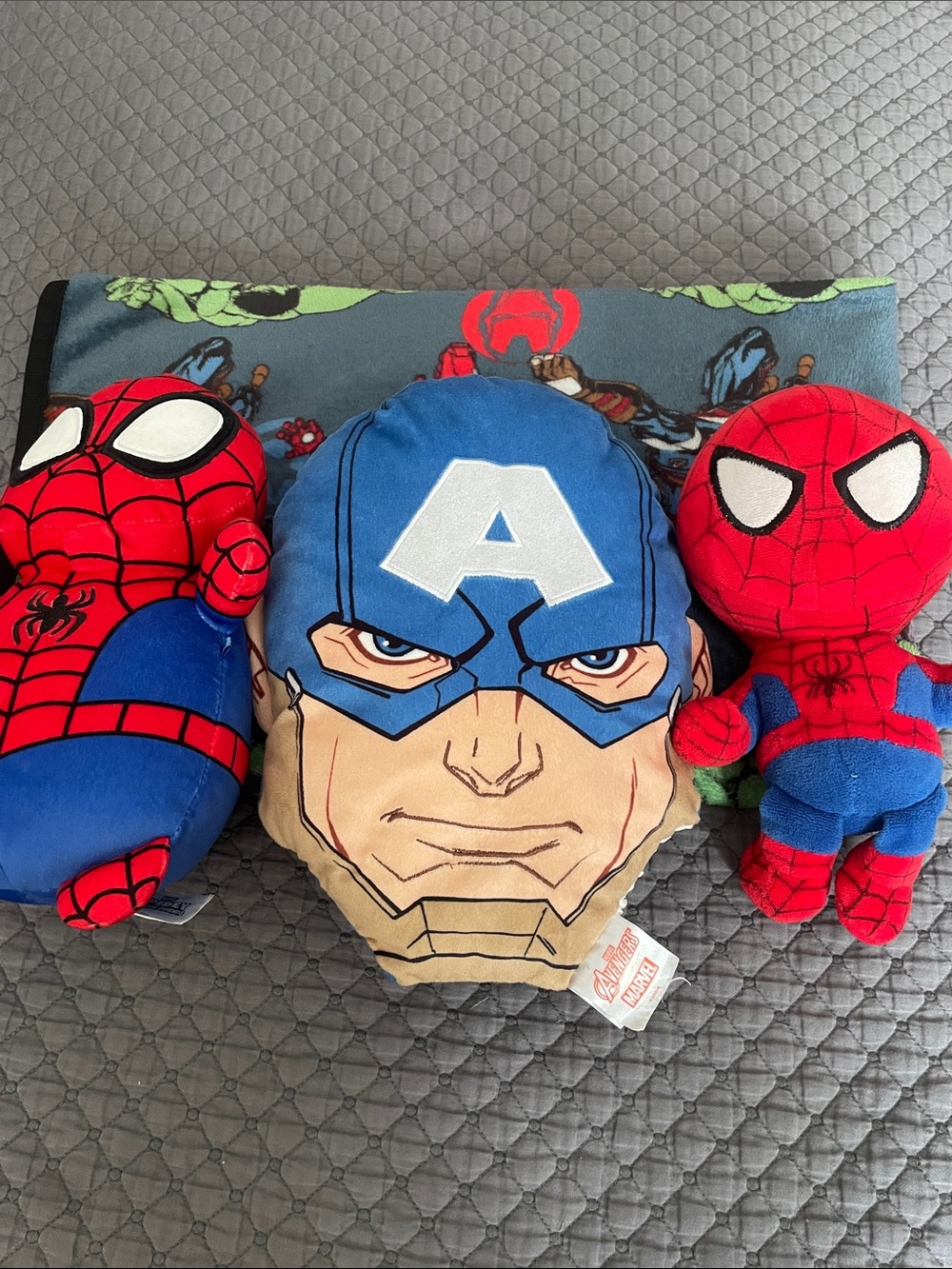 Marvel Plush Pillow & Spider-Man Plush Bundle - Blue, Red
